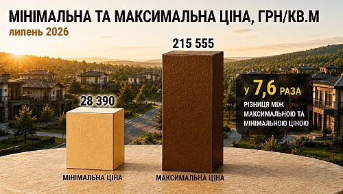 мінімальна та максимальна ціна в котеджних містечках обухівського району, картинка