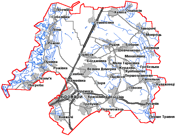 Картинка: Карта Броварський  район 