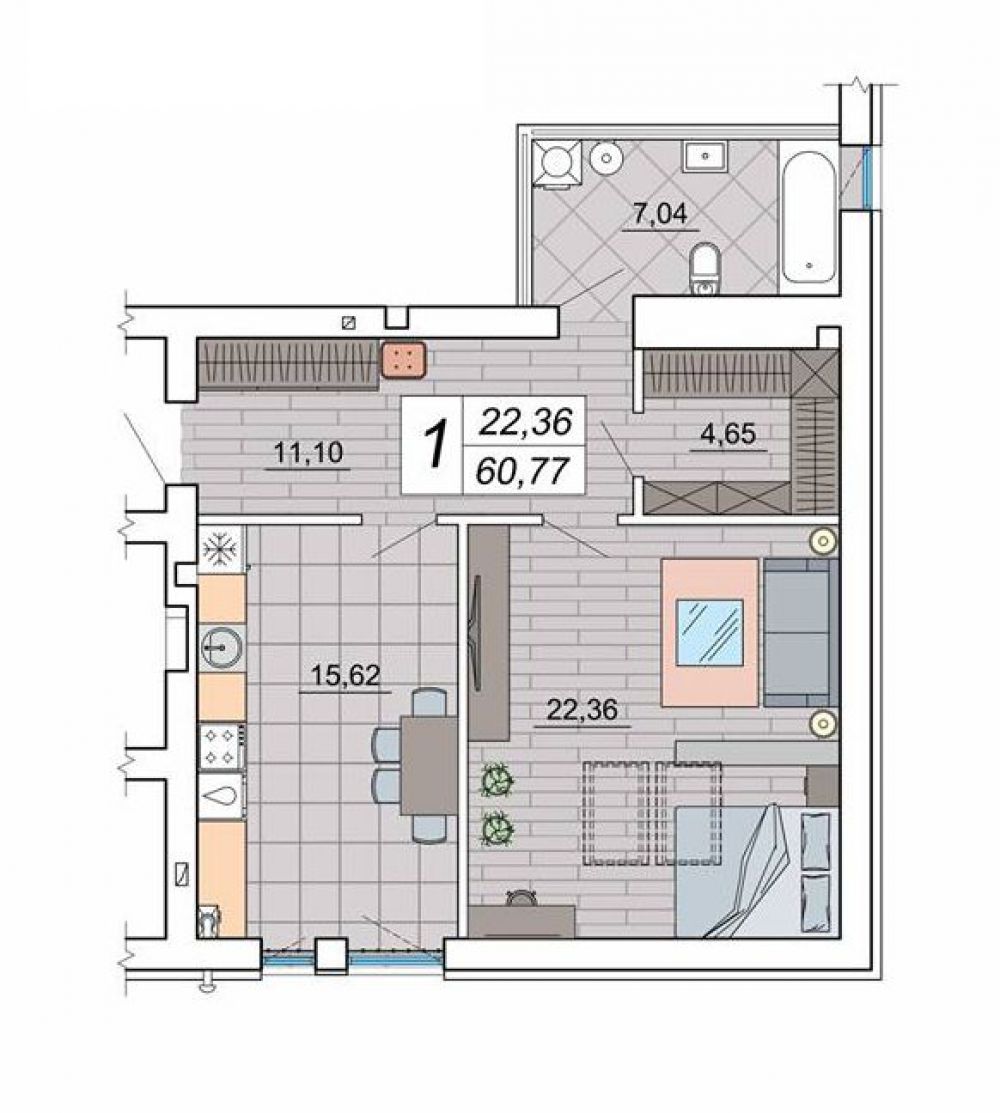 Фото: «Юпитер» ЖК - 1-комнатная