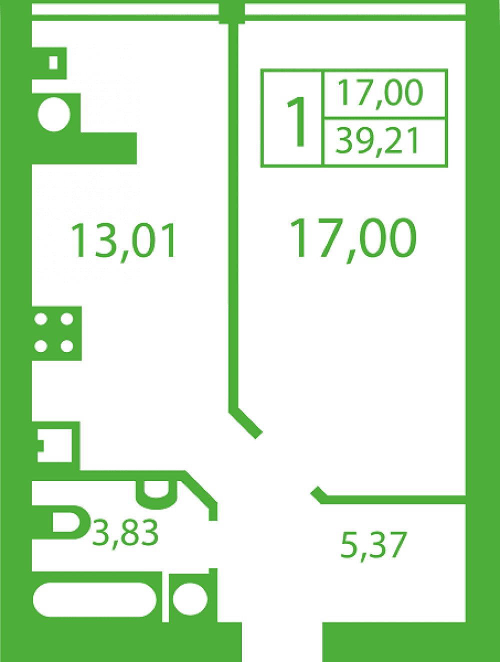 Фото: «Счастливый на Яблоневой» ЖК - 1-комнатная
