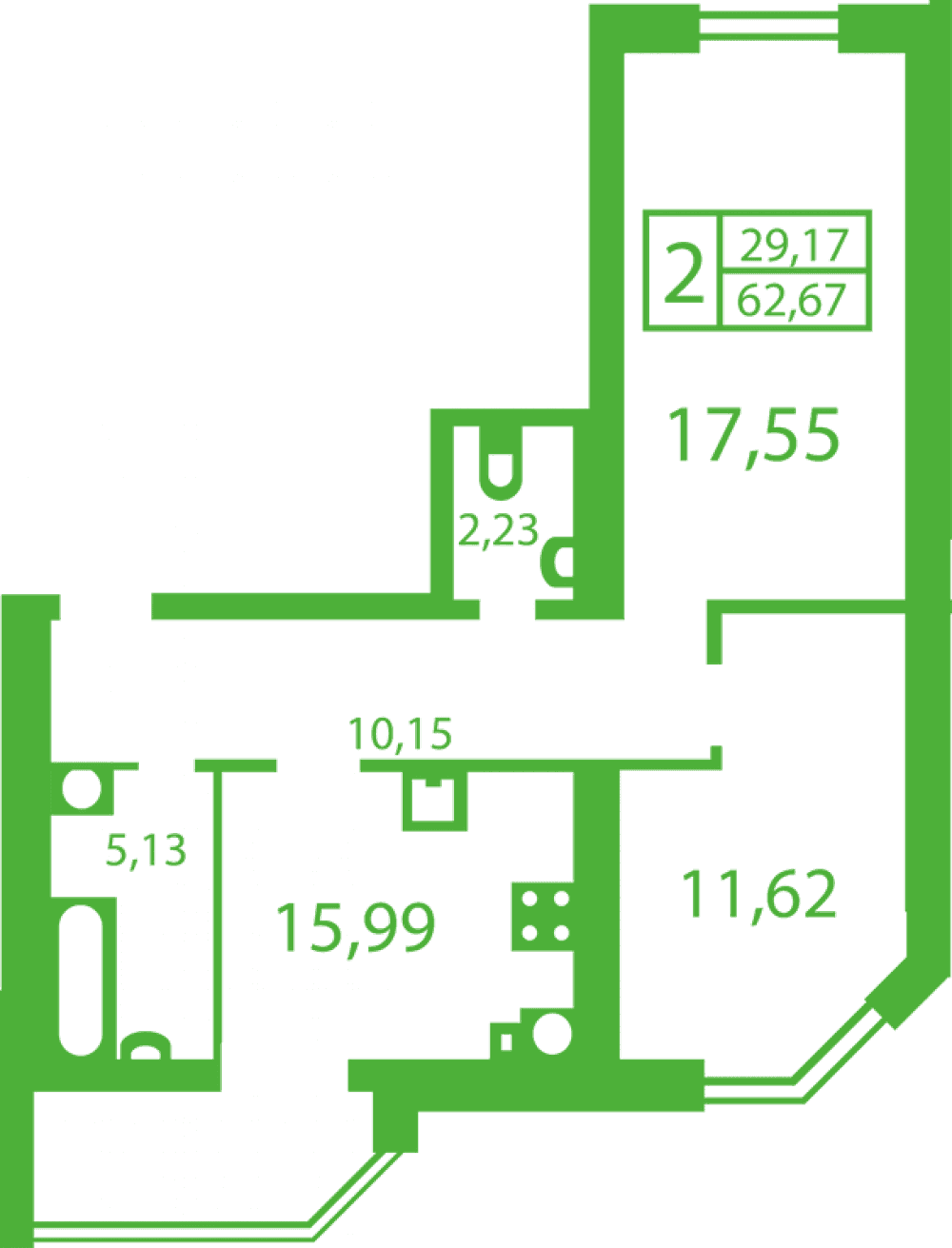 Фото: «Счастливый на Яблоневой» ЖК - 2-комнатная