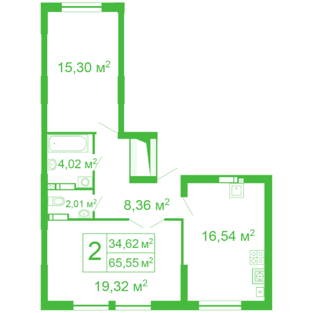 Фото: «Щасливий на Яблуневій» ЖК - 2-кімнатна