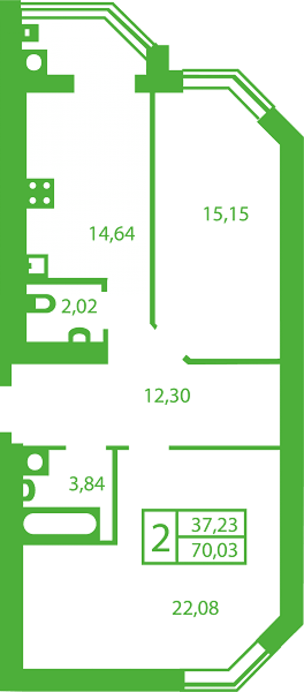 Фото: «Счастливый на Яблоневой» ЖК - 2-комнатная
