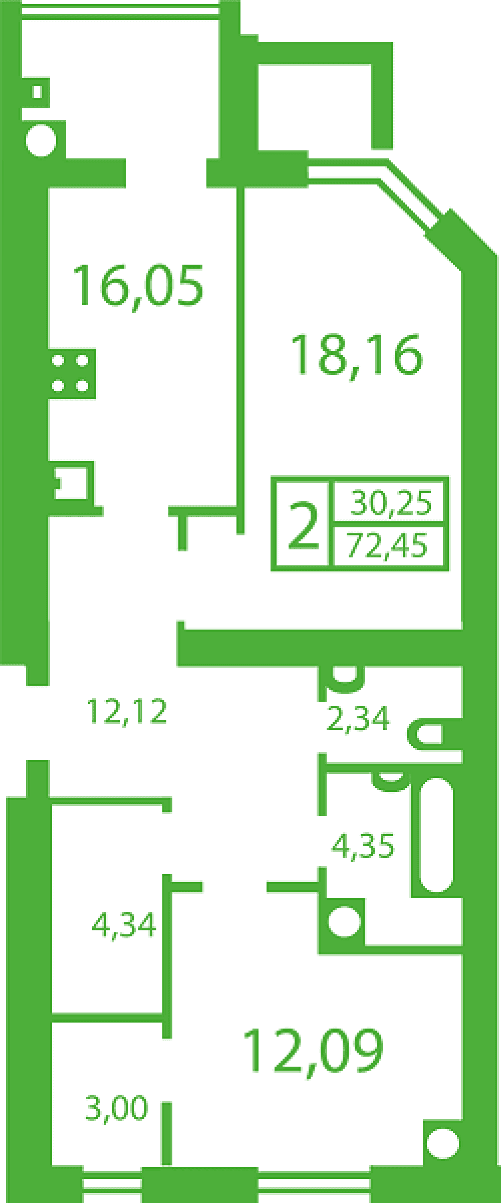 Фото: «Щасливий на Яблуневій» ЖК - 2-кімнатна