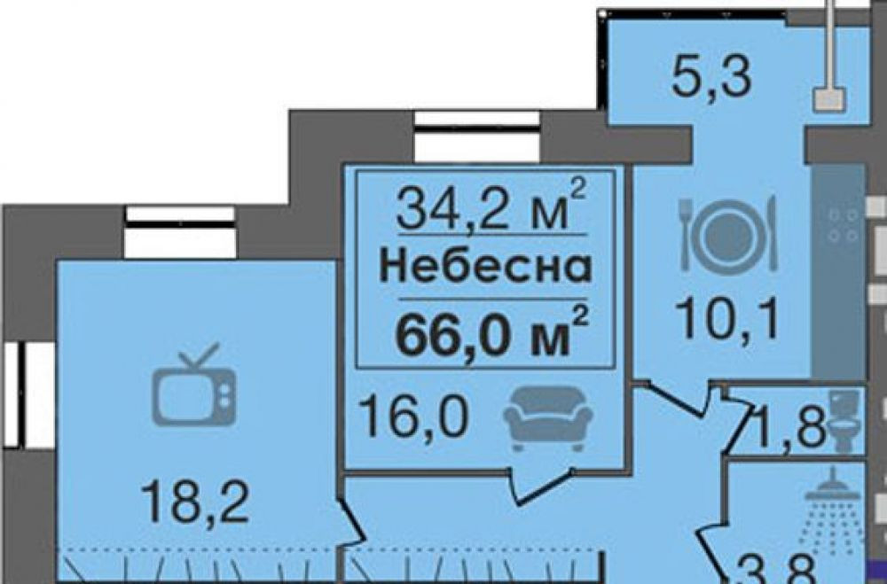 Фото: «Дніпровська Брама» ЖК - 2-кімнатна