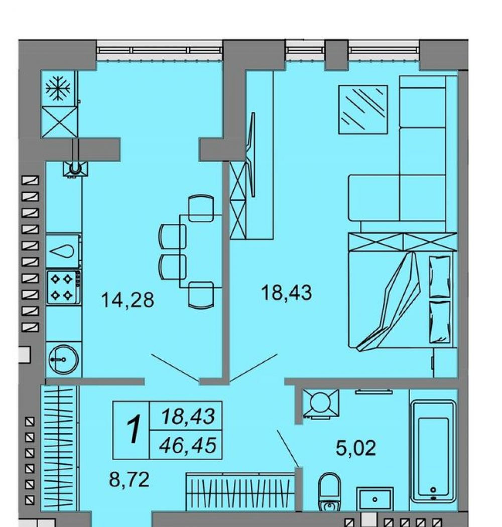 Фото: «Юпитер» ЖК - 1-комнатная