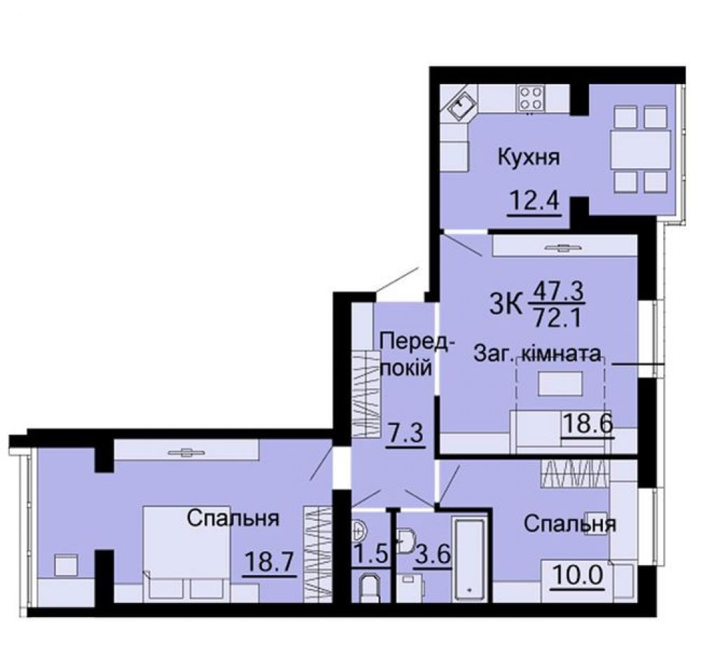 Фото: «Львівський маєток» ЖК - 3-кімнатна