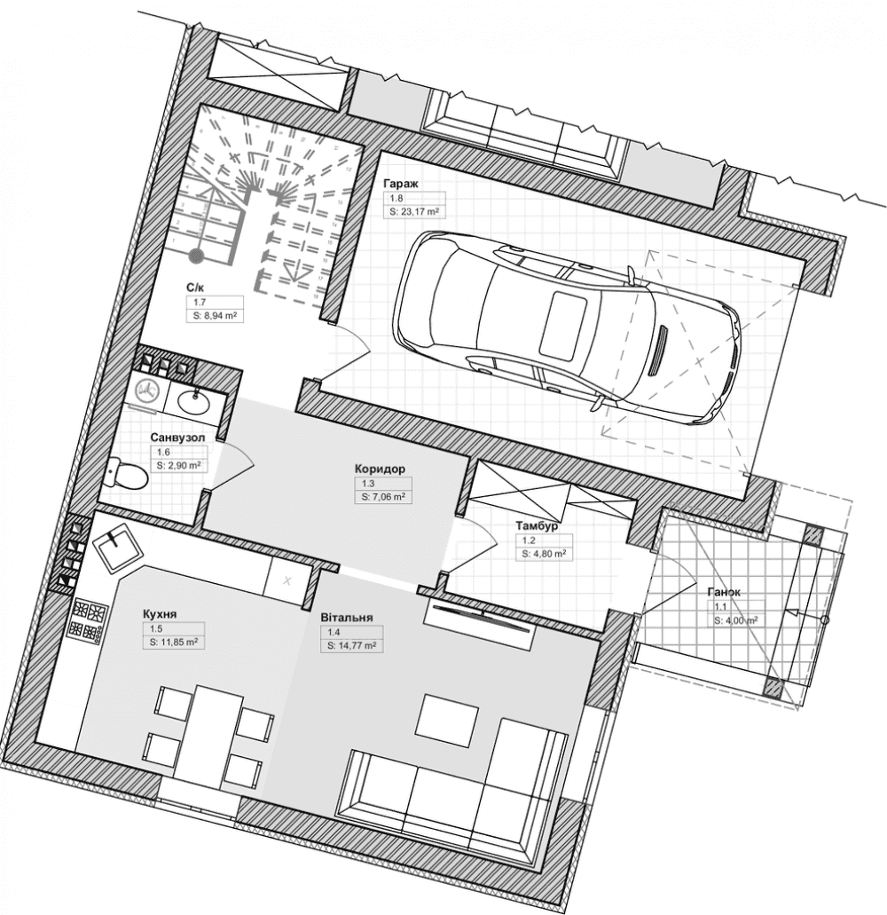 Фото: 1 этаж, гараж