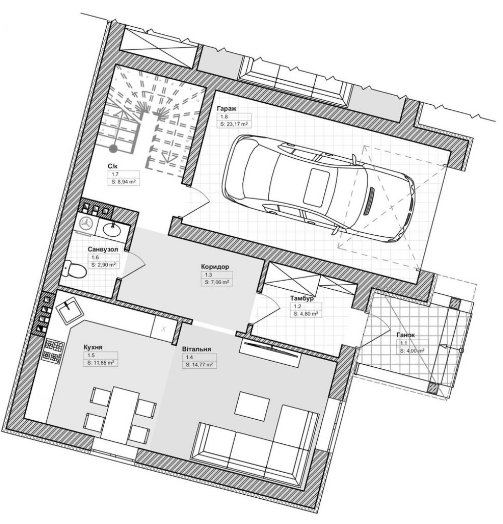 Фото: 1 этаж, гараж