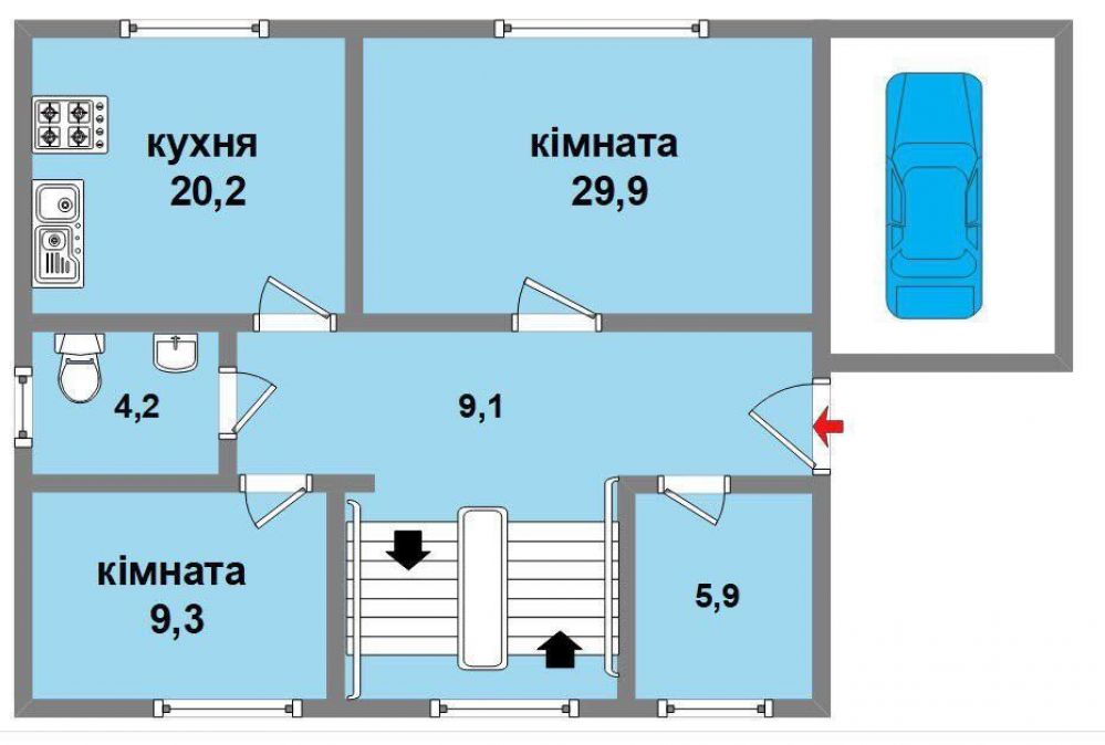 Фото: 1 этаж, гараж
