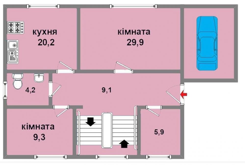 Фото: 1 этаж, гараж