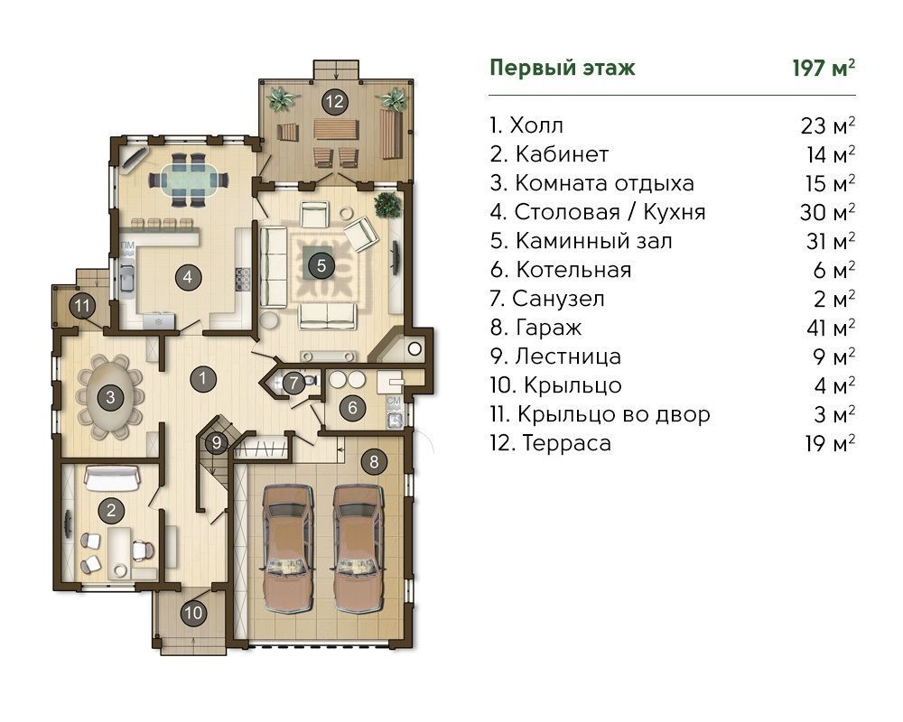 Фото: 1 этаж, гараж