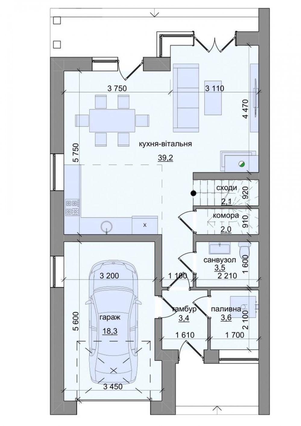 Фото: 1 этаж, гараж