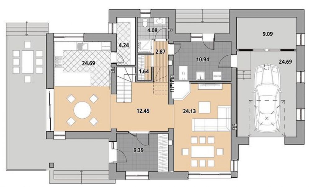 Фото: 1 этаж, гараж