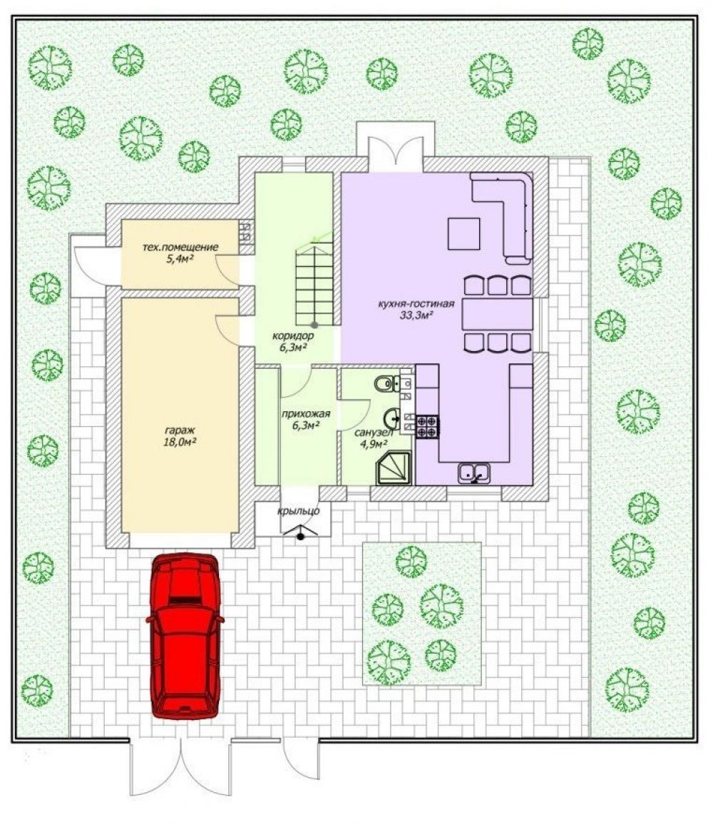 Фото: 1 этаж, гараж