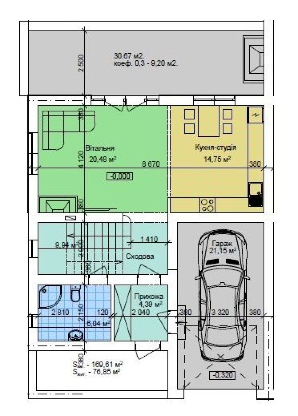 Фото: 1 этаж, гараж