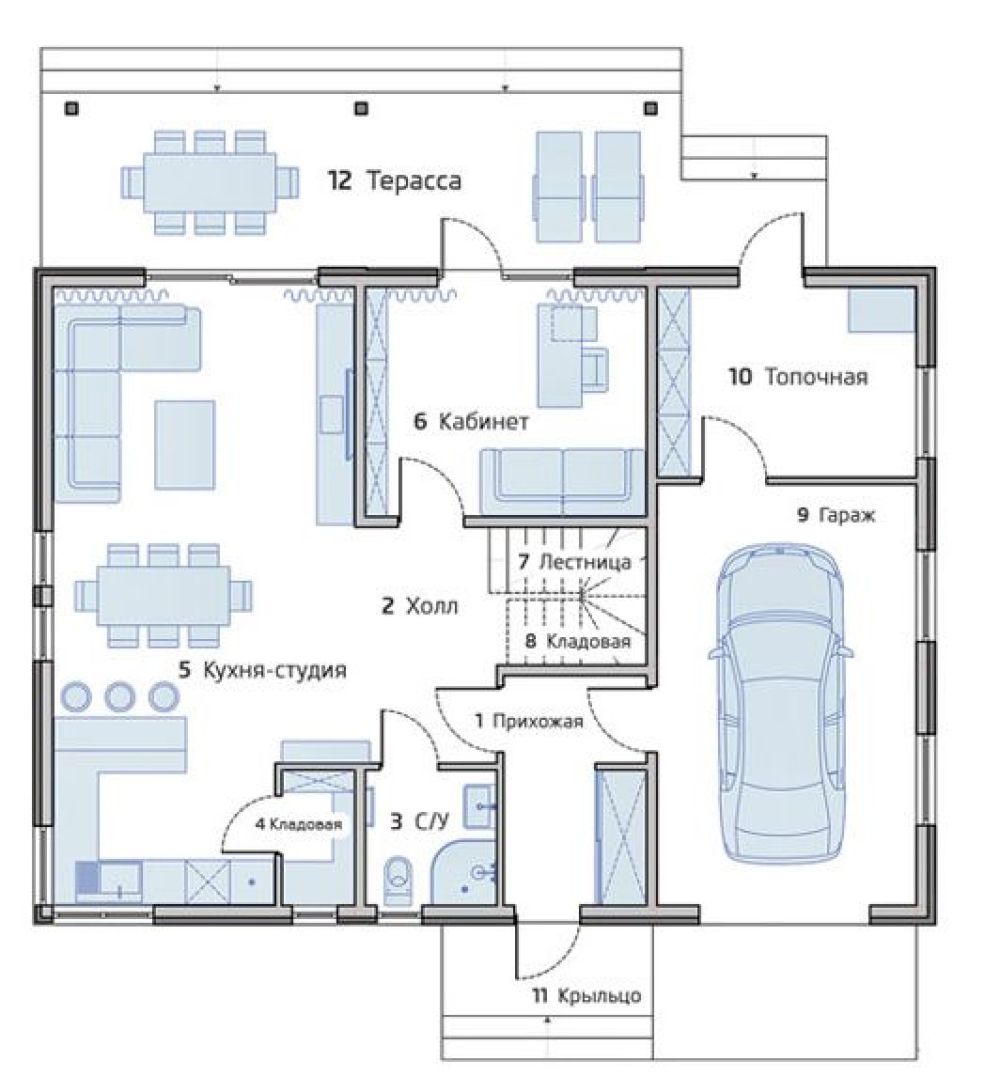 Фото: 1 этаж, гараж