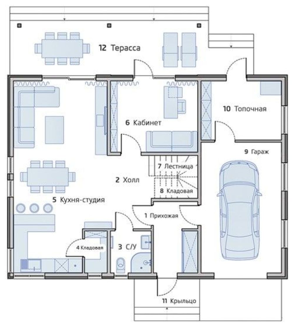 Фото: 1 этаж, гараж
