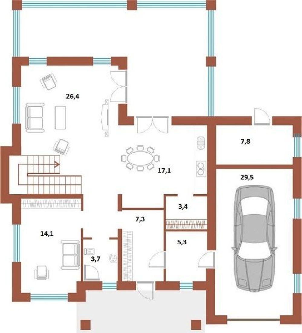 Фото: 1 этаж, гараж