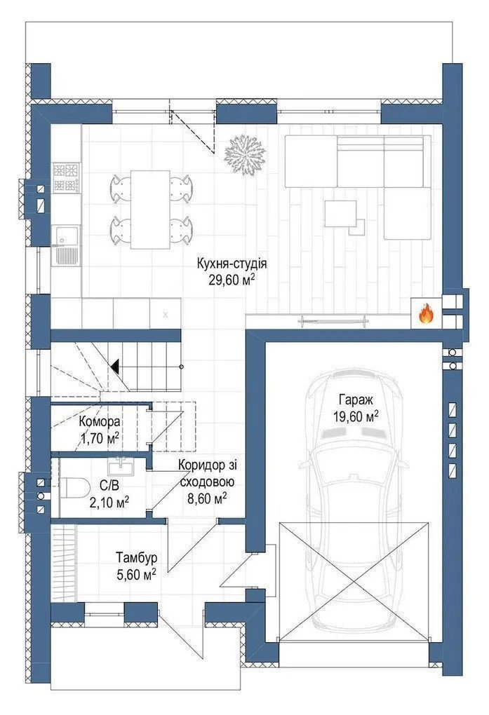 Фото: 1 этаж, гараж