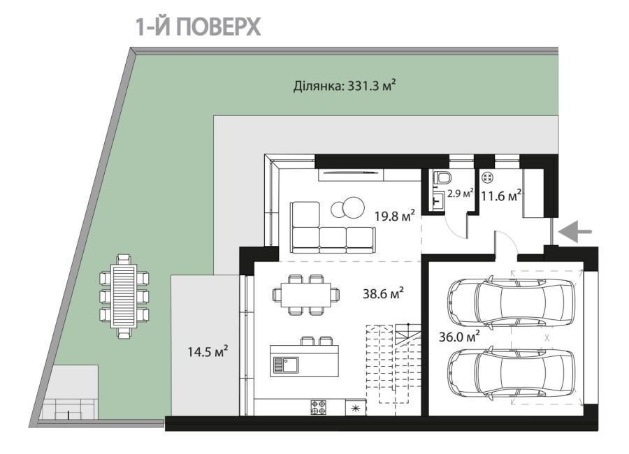 Фото: 1 этаж, гараж